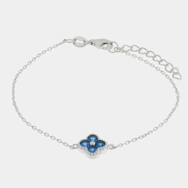 Bracciale in Argento 925 con fiore blu - BYSIMON gioielli