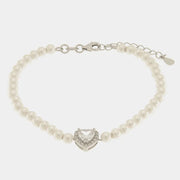Bracciale in Argento 925 con perline e cuore