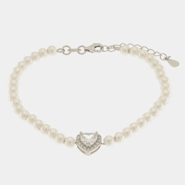 Bracciale in Argento 925 con perline e cuore - BYSIMON gioielli