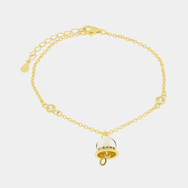 Bracciale in Argento 925 con campanella bianca con scritta Capri