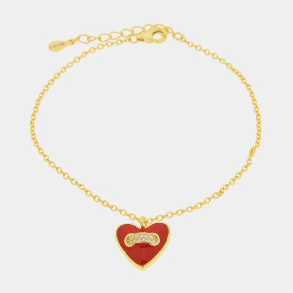 Bracciale in Argento 925 con cuore pendente rosso - BYSIMON gioielli