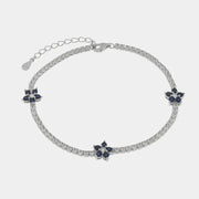 Bracciale in Argento 925 con fiori blu e zirconi