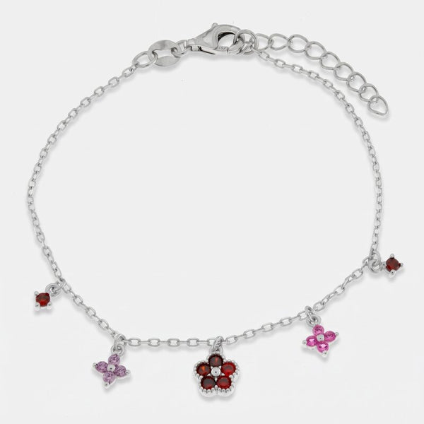 Bracciale in Argento 925 con fiori amaranto - BYSIMON gioielli