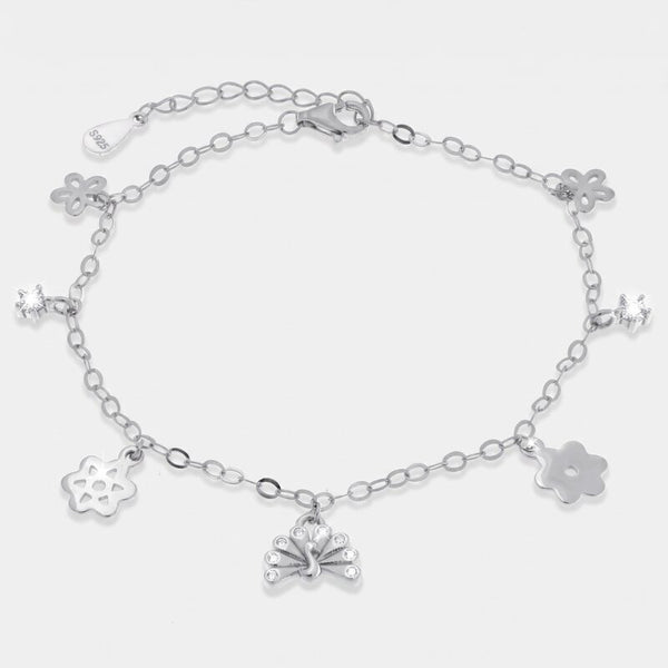 Bracciale in Argento 925 con fiori pendenti - BYSIMON gioielli