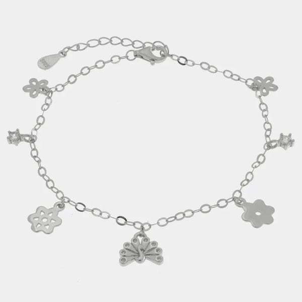 Bracciale in Argento 925 con fiori pendenti - BYSIMON gioielli