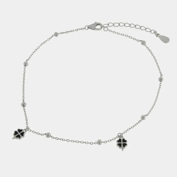 Bracciale in Argento 925 con quadrifoglio nero BYSIMON - gioiello BySimon