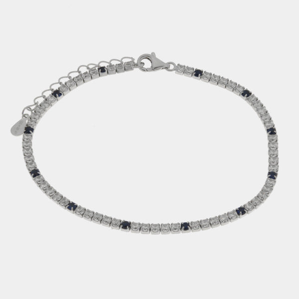 Bracciale in Argento 925 tennis con zirconi trasparenti e blu - BYSIMON gioielli