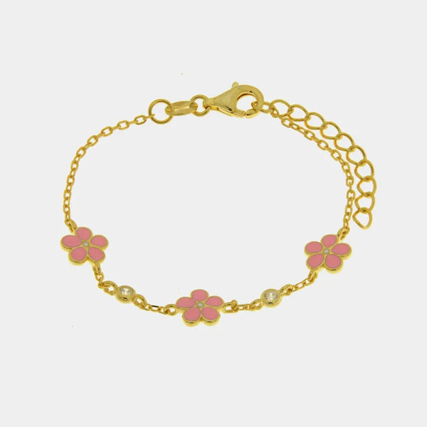 Bracciale in Argento 925 fiori rosa - BYSIMON gioielli