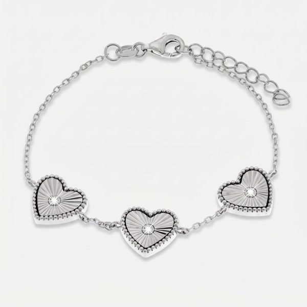 Bracciale in Argento 925 cuori zirconati - BYSIMON gioielli