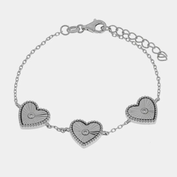 Bracciale in Argento 925 cuori zirconati - BYSIMON gioielli