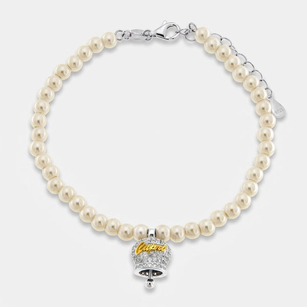 Bracciale in Argento 925 campanella Capri zirconata e perle