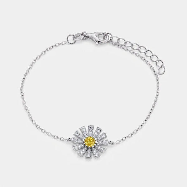 Bracciale in Argento 925 Margherita pavè centro giallo