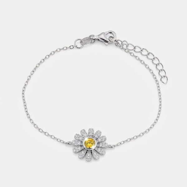 Bracciale in Argento 925 Margherita pavè giallo chiaro