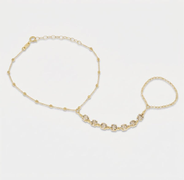 Baciamano in argento 925 con cristalli placcato oro | baciamano BYSIMON