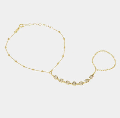 Baciamano in argento 925 con cristalli placcato oro | baciamano BYSIMON