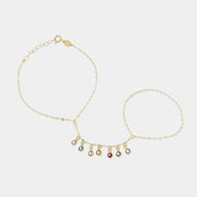 Baciamano in Argento con cristalli pendenti colorati