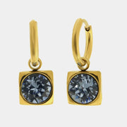 Orecchini in Acciaio cerchio con cristallo blu