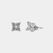 Stud flower steel earrings with points of light