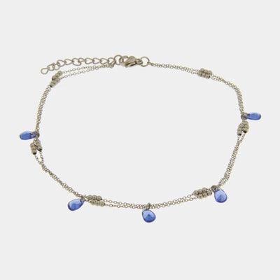 Cavigliera donna in acciaio con cristalli blu - BYSIMON gioielli