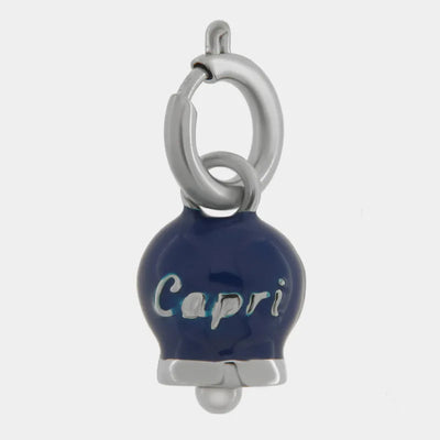 Ciondolo in Acciaio campanella blu con scritta Capri - BYSIMON gioielli