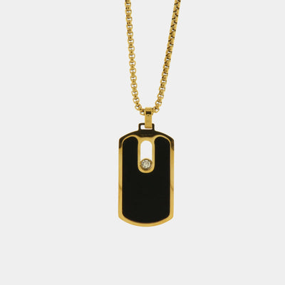 Collana in Acciaio con piastrina in acciaio nera e punto luce IJEWEL - gioiello BySimon