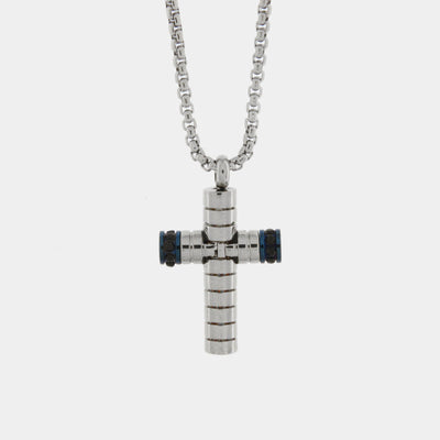 Collana in Acciaio con croce rigata