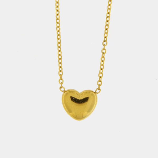 Collana in Acciaio con pendente a forma di cuore bombato - BYSIMON gioielli