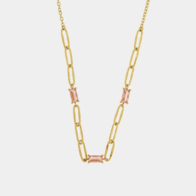 Collana in Acciaio con catene ovali e cristallli