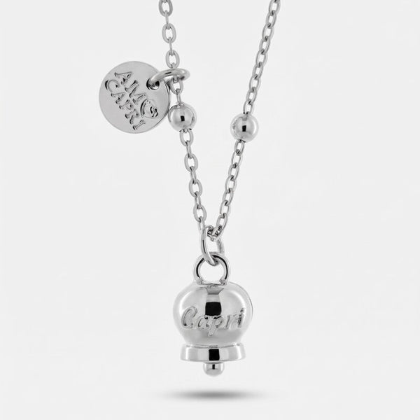 Collana in Acciaio con campanella pendente con scritta Capri - BYSIMON gioielli