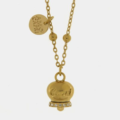 Collana in Acciaio con campanella placcata oro con scritta Capri - BYSIMON gioielli
