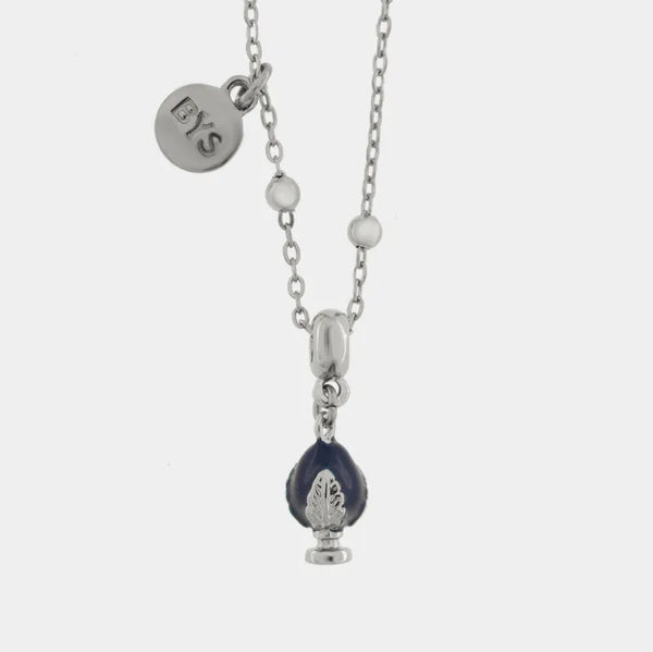 Collana in Acciaio pumo portafortuna pugliese blu BYS - gioiello BySimon