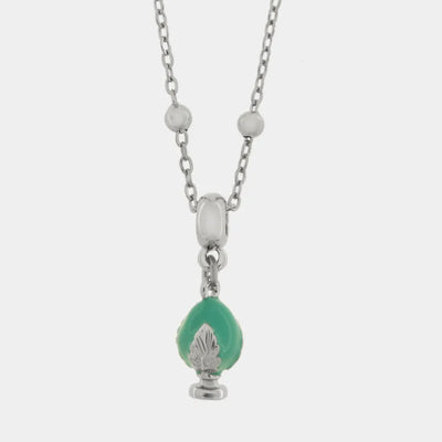 Collana in Acciaio pumo portafortuna pugliese verde BYS - gioiello BySimon
