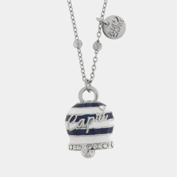 Collana in Acciaio Inossidabile campanella Capri con strisce blu | gioielli in acciaio inossidabile | BYSIMON