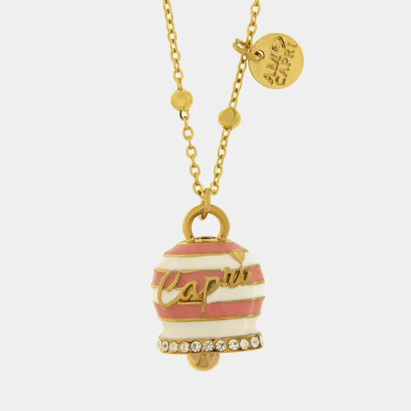 Collana in Acciaio campanella Capri con strisce rosa - BYSIMON gioielli
