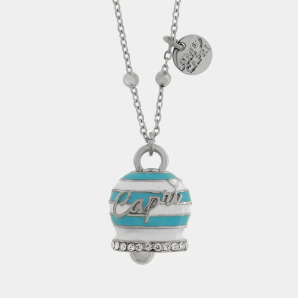 Collana in Acciaio campanella Capri con strisce azzurre - gioiello BySimon