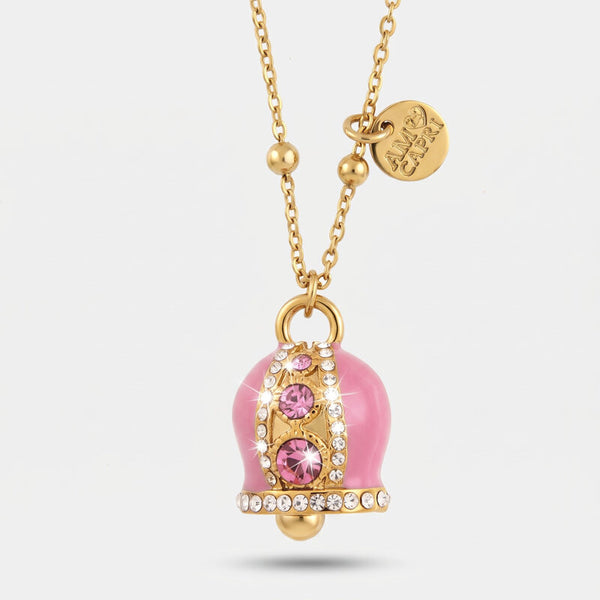 Collana in Acciaio campanella Capri rosa con pois - BYSIMON gioielli