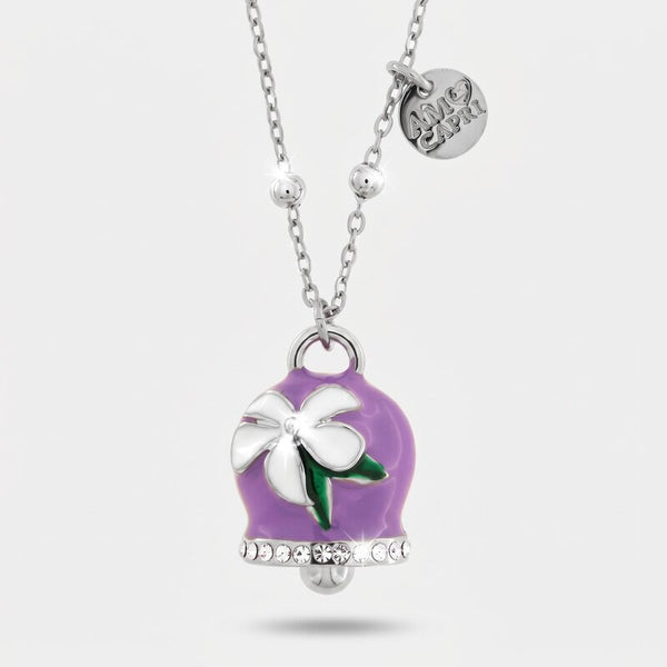 Collana in Acciaio campanella Capri viola con fiore - BYSIMON gioielli