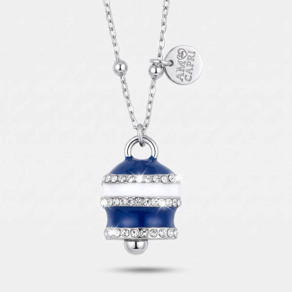 Collana in Acciaio campanella con strisce blu - BYSIMON gioielli