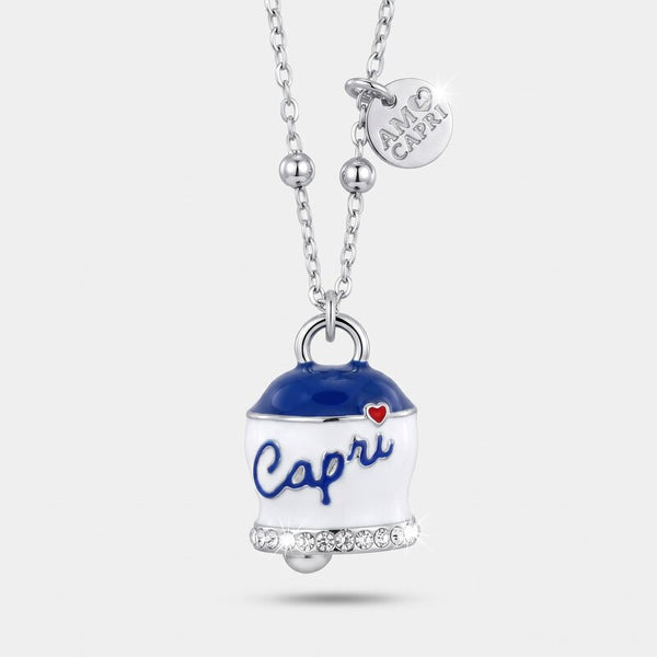 Collana in Acciaio campanella Capri blu e bianca - gioiello BySimon