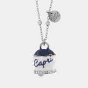 Collana in Acciaio campanella Capri blu e bianca
