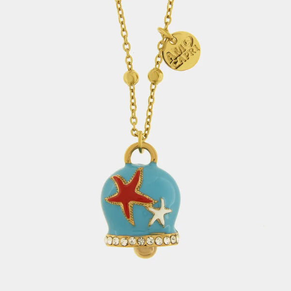 Collana in Acciaio Inossidabile campanella Capri azzurra con stelle marine | gioielli in acciaio inossidabile | BYSIMON