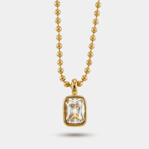 Collana in Acciaio cristallo rettangolo
