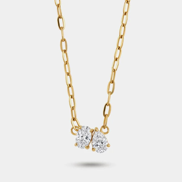 Collana in Acciaio con due cristalli