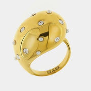 Anello in Acciaio a goccia con pietre