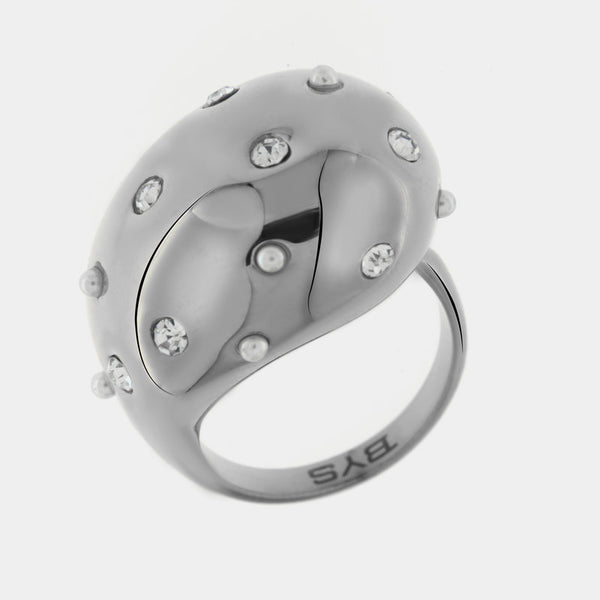 Anello in Acciaio a goccia con pietre