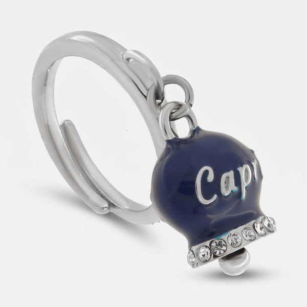 Anello in Acciaio con campanella blu con scritta Capri - BYSIMON gioielli