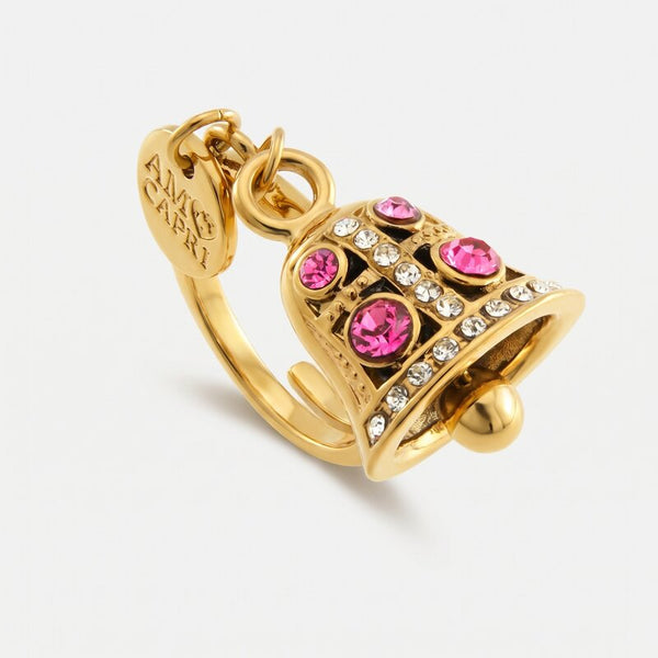 Anello in Acciaio campanella Capri con pois rosa - BYSIMON gioielli