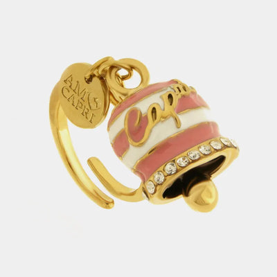 Anello in Acciaio campanella Capri con strisce rosa - BYSIMON gioielli