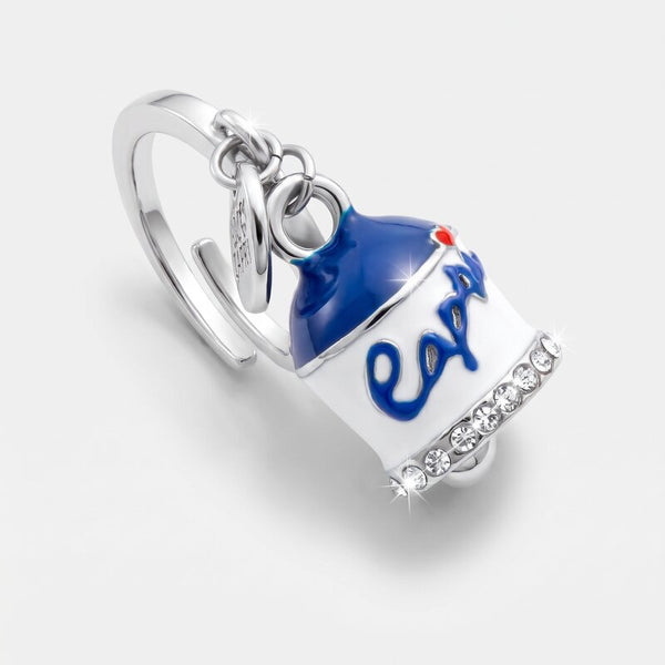 Anello in Acciaio campanella Capri blu e bianca - BYSIMON gioielli