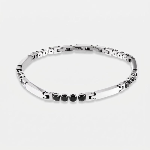 Bracciale in Acciaio con pietre nere IJEWEL - gioiello BySimon